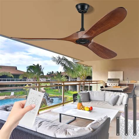 BOOSANT 52" Ceiling Fans Without Light, Solid Wood Ceiling Fan with ...