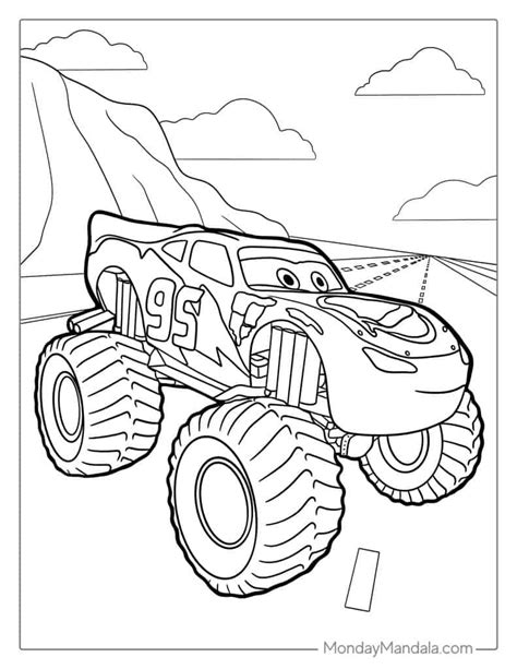 monster truck coloring page transparent png ready for download