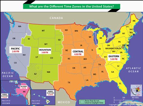 United States Map Time Zones