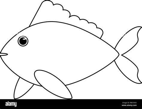 Fish sea animal cartoon in black and white Stock Vector Image & Art - Alamy