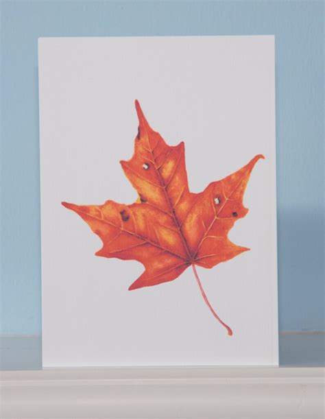 Red Autumn Leaf Watercolor Painting - Etsy