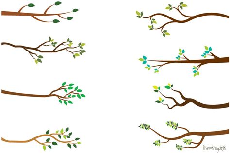 Tree branch clipart, Green leaf branches clip art, Bare branches ...