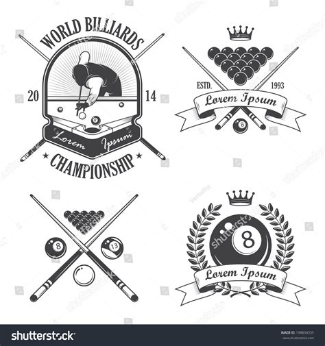 Set Of Billiards Emblems Labels And Designed Elements Stock Vector ...