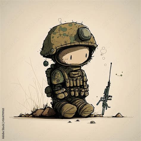 Stickman Character military soldier cartoon - sad looks - military ...