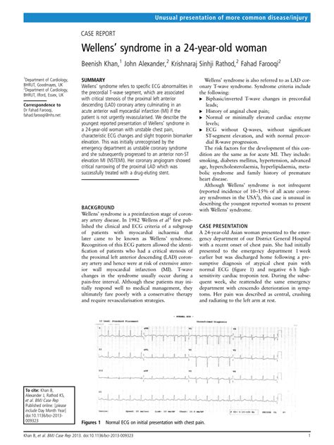 (PDF) Wellens' syndrome in a 24-year-old woman