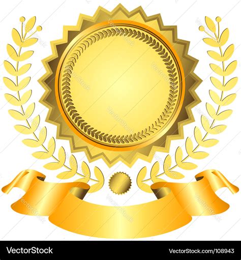 Golden award with ribbon Royalty Free Vector Image