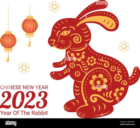 Chinese Lunar New Year 2023 Day of the Rabbit Zodiac Sign Template Hand ...