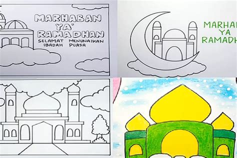 Kreatif! Ragam Poster Gambar Ramadhan Kartun 2024, Contoh Gambar Sketsa ...