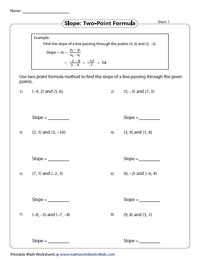 Slope Worksheets