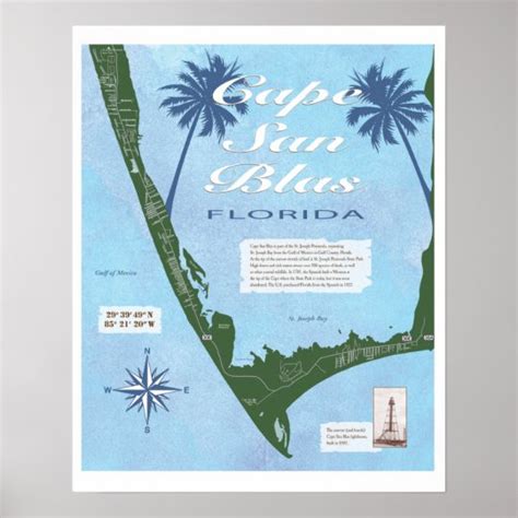 Map of Cape San Blas Florida Poster | Zazzle.com