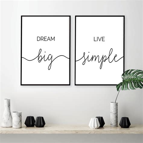 Black & White Simple Life Quotes Wall Art Minimalist Inspirational ...