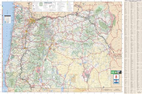 Large Detailed Tourist Map Of Oregon With Cities And Towns - Oregon ...