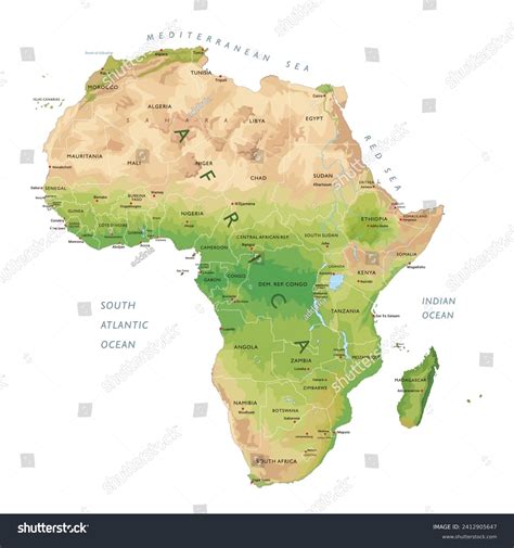 Africa Map Physical: Over 11,849 Royalty-Free Licensable Stock ...