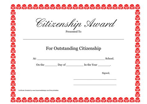 Citizenship Award Certificate Template Download Printable PDF ...