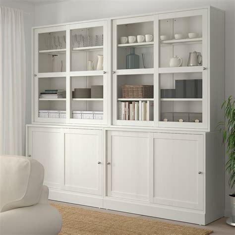 HAVSTA storage with sliding glass doors, white, 951/4x181/2x831/2" - IKEA