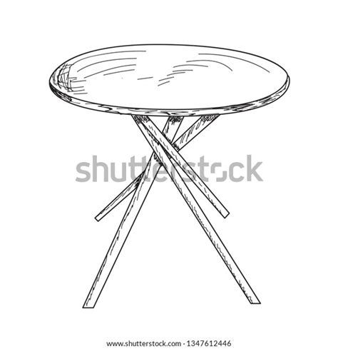 Vector Isolated Round Table Sketch Lines Stock Vector (Royalty Free ...