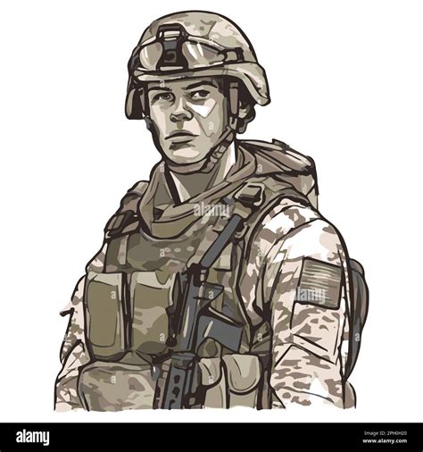 Military infantry. Cartoon soldier isolated drawing. Vector art of army ...