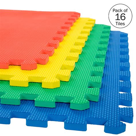 Foam Flooring Tiles – 16-Pack Interlocking EVA Foam Pieces – Non-Toxic ...