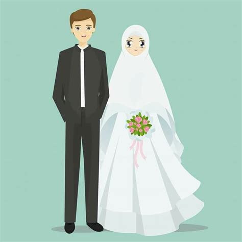 Pin by Siti Usniati on karikatur | Bride and groom cartoon, Muslim ...