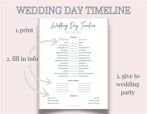 Wedding Day Timeline Template, Printable Wedding Day Timeline, Wedding ...