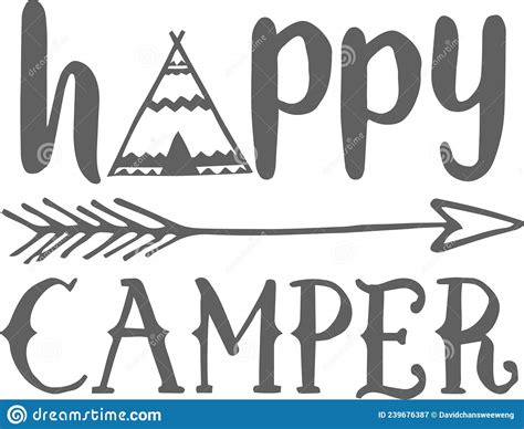 Happy Camper Inspirational Quotes Stock Vector - Illustration of banner ...