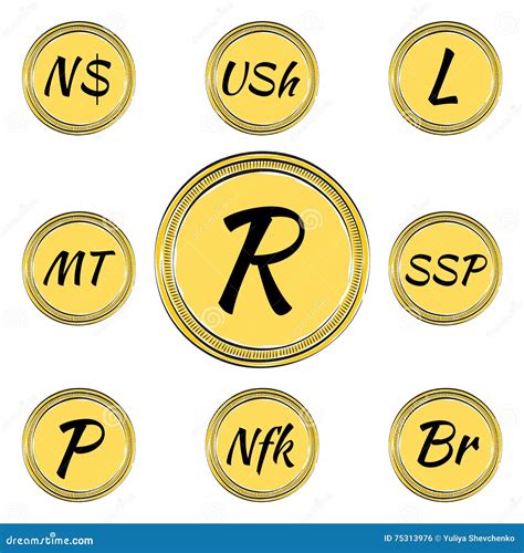 Set With South African Currency Symbols Vector Illustration ...