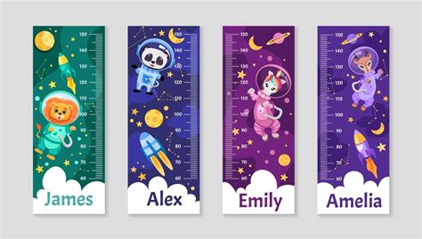 Premium Vector | Set of kids height chart cute scale measurement for ...