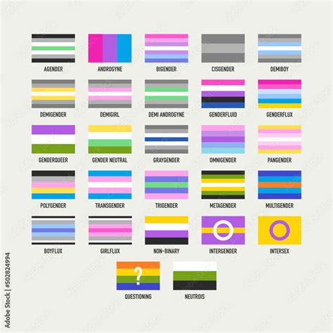 Collection of gender identity flags. Pride flags Stock Vector | Adobe Stock