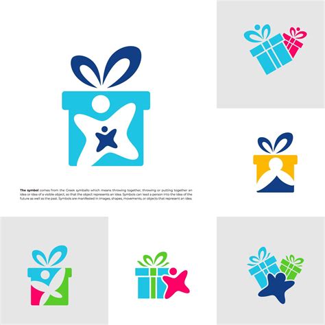 Set of Child Gift Logo Design Template. People Gift logo concept vector ...