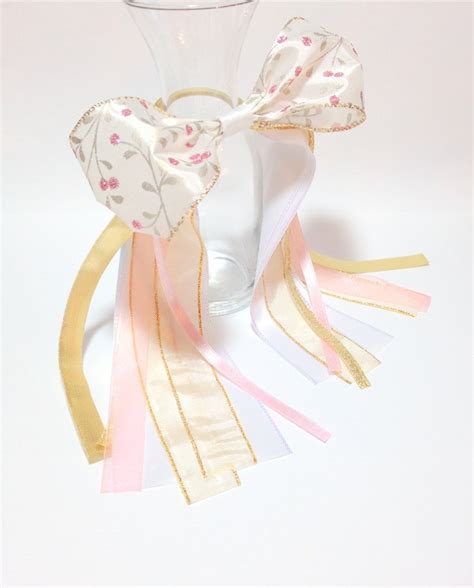 Holiday Hair Ribbon Christmas Hair Bow Pink & Gold Hair Bow - Etsy