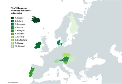 Map of Europe with top 10 safest countries : r/MapPorn