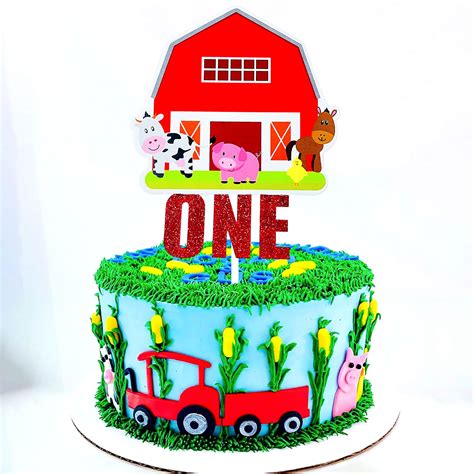 Farm animal cake toppers, barn party cake, fondant farm animals ...