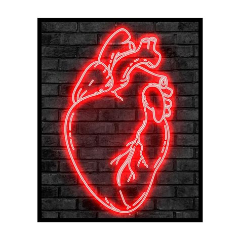 Poster Master Neon Heart Poster - Human Heart Print - Trendy Art ...