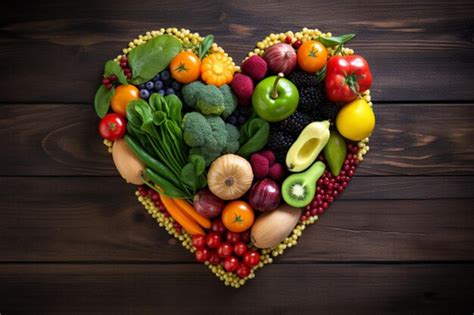 Premium Photo | Healthy heart made of fresh vegetables and fruits on ...