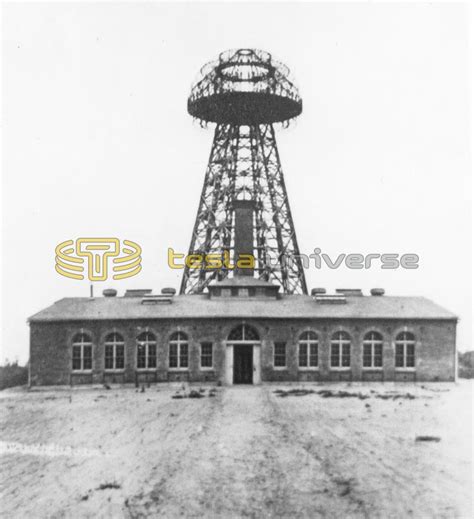 Tesla's Wardenclyffe laboratory with tower in background | Tesla Universe