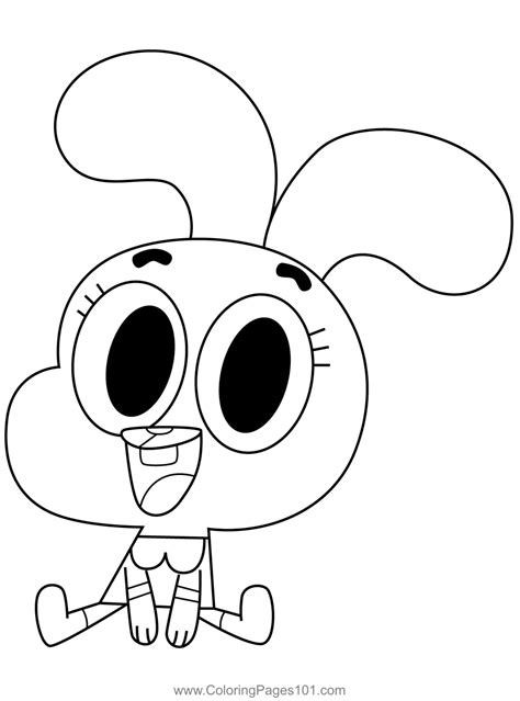 Anais Watterson Sitting Gumball Coloring Page for Kids - Free The ...