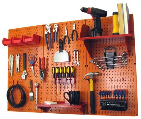 Metal Pegboard Standard Tool Storage Set - 4ft Garage Organizer - Wall ...