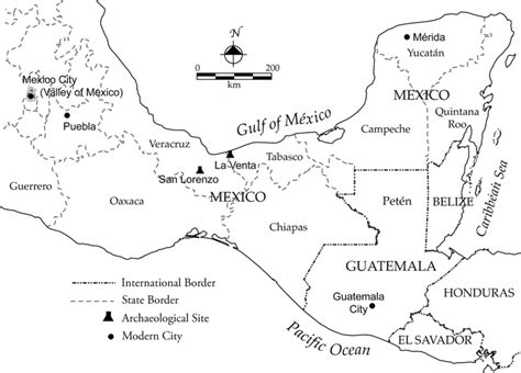 Map of Mesoamerica, showing individual countries, Mexican states, and ...