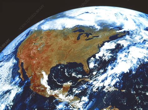 G0ES true-colour satellite image of North America - Stock Image - E070 ...