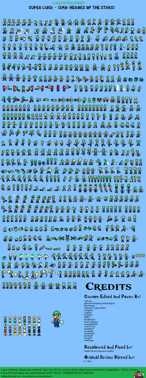 Luigi - Extra Poses Sprite Sheet (FINAL UPDATE) by TuffTony on deviantART