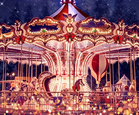 Christmas Carousel Backdrop for Winter Wonderland Photos in Studio