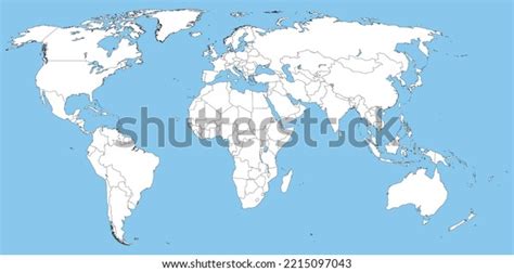 Large Blank World Map Oceans Marked Stock Vector (Royalty Free ...