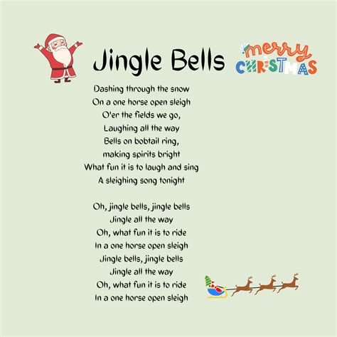 Jingle Bells Lyrics Printable - Printable Word Searches