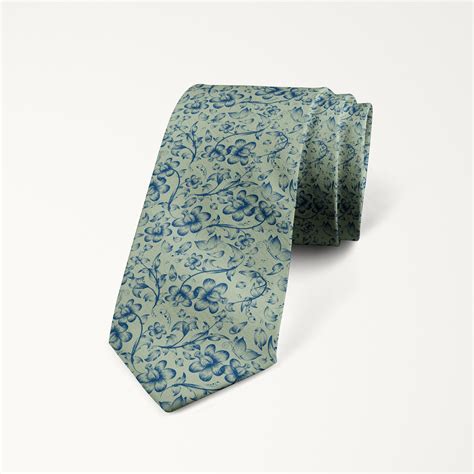 Light Sage Green and Navy Floral Tie Dusty Sage Wedding Tie - Etsy UK