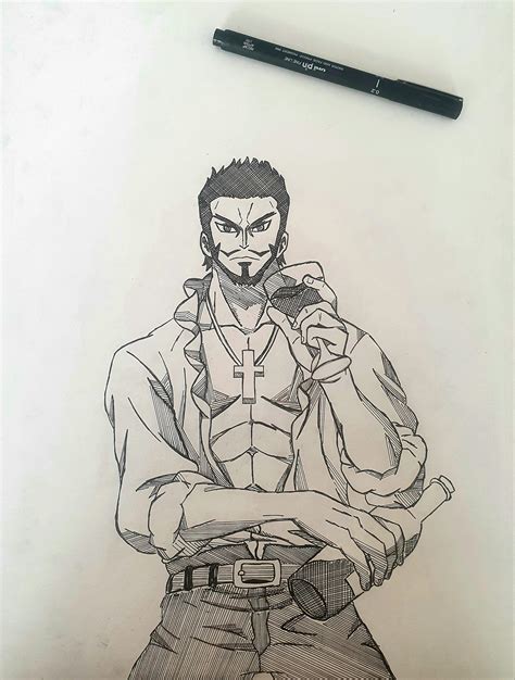 Mihawk sketch I made : r/OnePiece