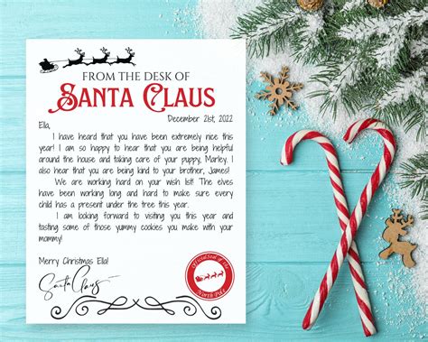 Letter From Santa Santa Letter Template Personalized Letter - Etsy