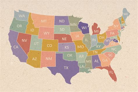 US State Abbreviation Map, US Map With Abbreviations, 42% OFF