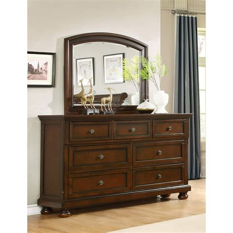 Best Master Furniture Dark Cherry 7-Drawer Dresser and Mirror - Walmart ...