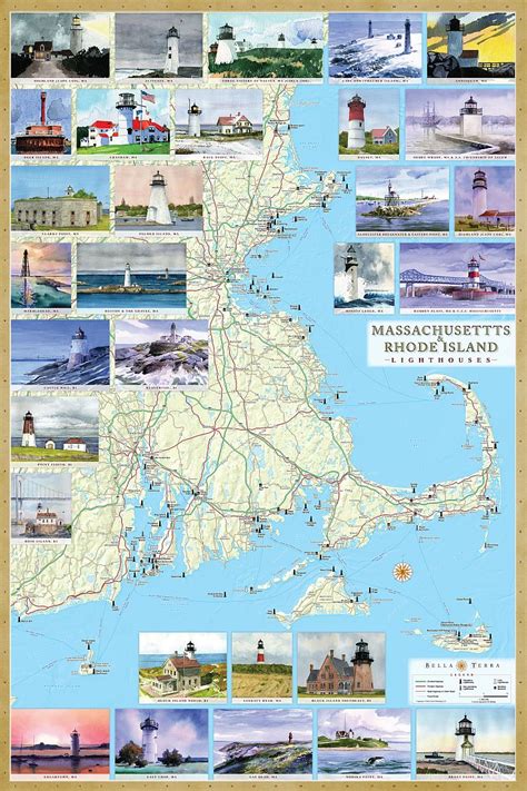 Lighthouses of Massachusetts & Rhode Island Map