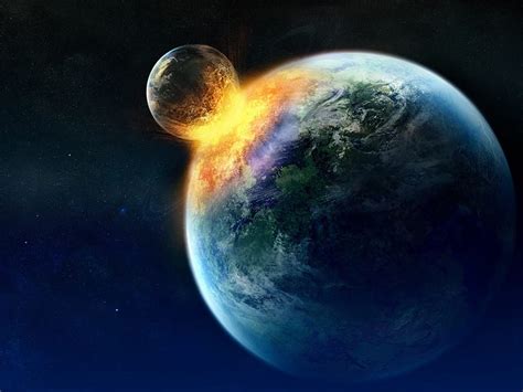 When Moon crash into Earth, moon, planet, space, earth, crash, HD ...